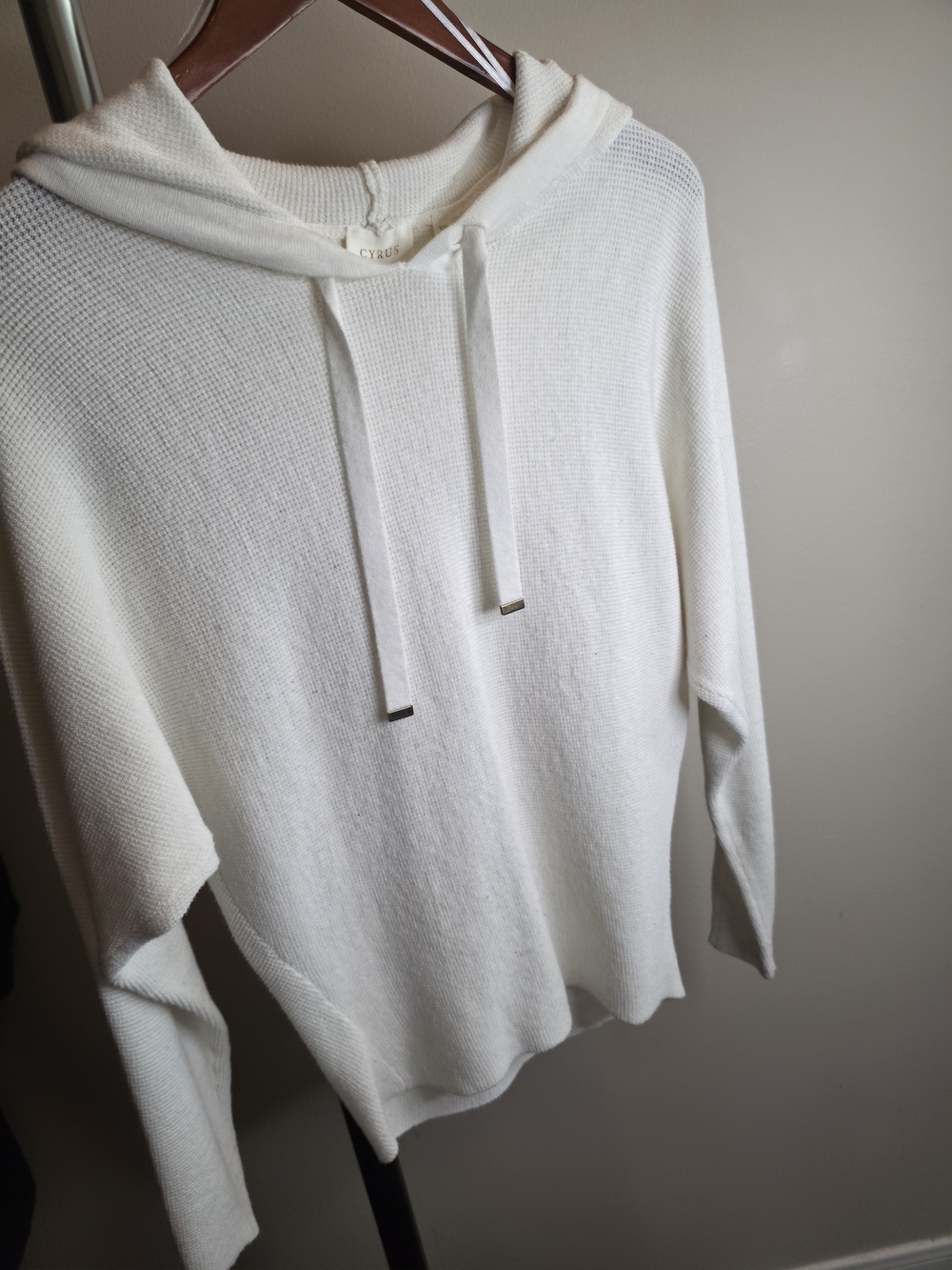 Cyrus White Hooded Knit Sweater